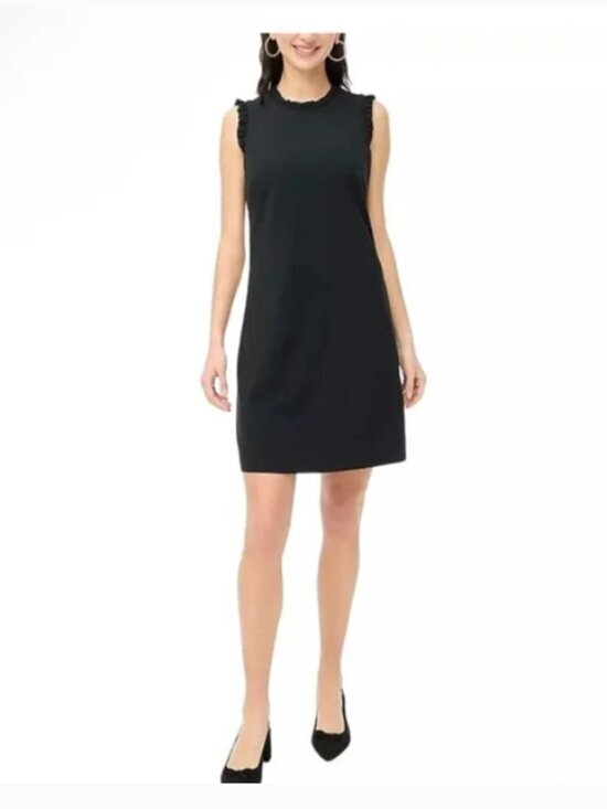 J. Crew Black Sleeveless Ruffle-Trim Mini Dress Size 6